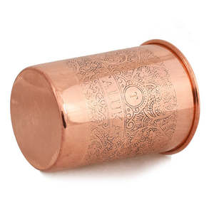 Vaso de Cobre Grabado en Relieve Cooper Glass de 10 oz, Ideal para Beber, Servir y Regalar - Product Image 4