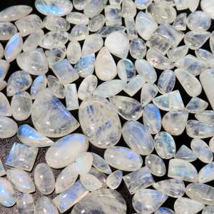 หินมูนสโตนสีรุ้งทรงหลังเบี้ยเกรด AAA 100% สีขาวธรรมชาติสีรุ้งหินพลอยสีเขียวอาเกตสีรุ้งมูนสโตน - Product Image 3