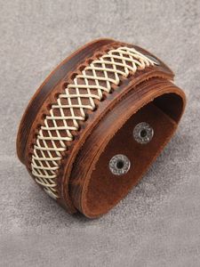 Pulsera de cuero trenzado de tejido Vintage, brazalete ancho de moda para hombre, pulsera de joyería Punk, el mejor regalo - Product Image 4