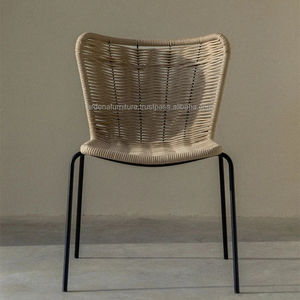 Silla de comedor de mimbre de ratán moderna contemporánea, cómodo respaldo curvo, estilo minimalista de Metal para apartamento de Hotel en casa - Product Image 1