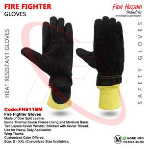 2025 gants de pompier de haute qualité en cuir fendu de vache avec barrière contre l'humidité gants en cuir de sécurité pour pouce d'aile de pompier - Product Image 6