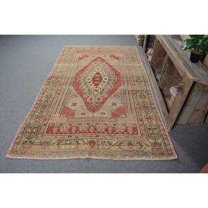Vintage 5 'X 8' tapis turc rouge et Beige plat tissage tapis avec motif Patchwork Latex support pour décorations de salon - Product Image 3
