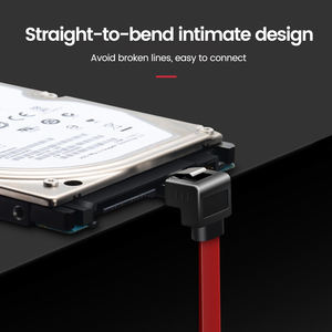 Cable DE DATOS SATA de 50cm para HDD SSD 6Gbps con clip de metal 1x recto + 1x conector de tipo doméstico de 90 ° rojo con conectores de ángulo recto - Product Image 6