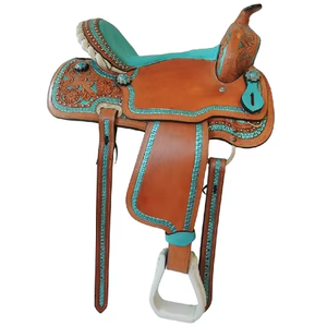 Selle Western en cuir véritable de qualité supérieure pour l'équitation et les courses de barils - Product Image 1