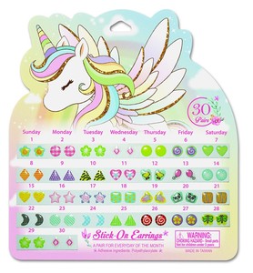 Pendientes Adhesivos Brillantes Coloridos, 30 Pares, Forma de Corazón y Estrella, Adhesivos Autoadhesivos para Niños, Hechos en Taiwán - Product Image 2