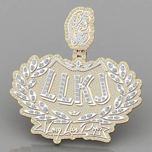 2024 nuevo collar de plata de ley 925 personalizado totalmente helado VVS Moissanite diamante colgante estilo Hip Hop plata chapada en oro hinduismo - Product Image 4