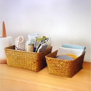 Boho Minimalist Seagrass Woven Storage <b>Basket</b>,Handwoven Storage Bin,Eco Friendly Storage Box, Decorative Storage <b>Basket</b> - Product Image 6