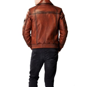 Nueva chaqueta de bombardero de cuero marrón de alta calidad para hombre estilo motorista totalmente personalizada con chaqueta de piel de oveja Original para hombre - Product Image 2