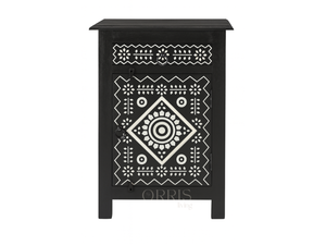 Chevet en bois massif artisanal avec motifs sculptés complexes, design moderne, rangement, construction durable pour hôtel et usage domestique - Product Image 6