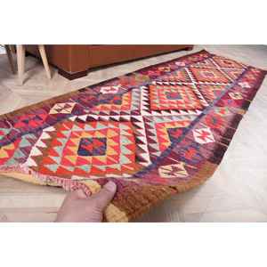 Alfombra Turca Vintage de 2.9x9.5 pies, Alfombra de Pasillo, Alfombra de Lana Roja Herki - Product Image 3