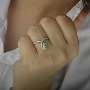 Minimaliste Vintage 18k Solide Or Blanc Pave Naturel Diamant Bague Artisan Bague De Luxe Gravure Or Bijoux Produciblein10K/14K - Product Image 3