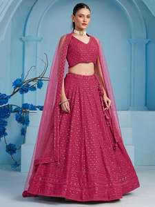 Broderie Séquence Travail Demoiselles D'honneur Lehenga Choli pour Fête De Mariage et Festival Porter À La Mode Lehenga Choli - Product Image 5