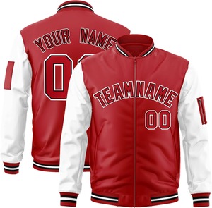 แจ็คเก็ตทีมตัวแทนเสื้อแจ็คเก็ตโลโก้ที่กำหนดเองปักหมายเลขชื่อบุคคลสีตัดกันเสื้อแจ็คเก็ตบอมเบอร์เลตเตอร์ของวิทยาลัย - Product Image 1