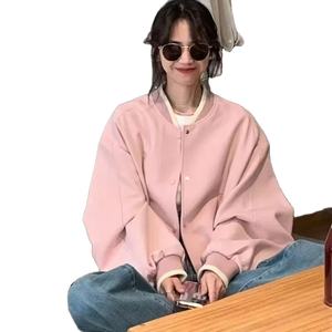 เสื้อเบสบอลผู้หญิงแบบบางทรงหลวมสไตล์อเมริกันวินเทจฤดูใบไม้ร่วง/ฤดูหนาว - Product Image 1