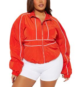 Nueva moda mujer fina transpirable nailon cortavientos ropa deportiva diseñador venta al por mayor personalizada mujer corta cremallera chaqueta cortavientos - Product Image 5