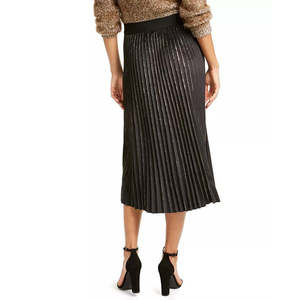 Gonna in Velluto Lucido Plissettato da Donna Lucy Paris, Taglie Forti, Vita Elastica, Ricamata in Velluto a Coste e Tessuto Lavorato a Maglia, Collezione Invernale - Product Image 2