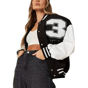 เสื้อแจ็กเก็ตเบสบอลสตรี,เสื้อคลุมลำลองโลโก้แบบกำหนดเอง - Product Image 1