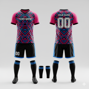 Ensemble de football sublimé en couleur pleine, uniforme de football |   Maille durable à séchage rapide |   Personnalisation de l'image de marque de l'équipe - Product Image 3