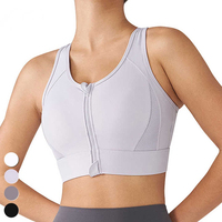 Sujetador deportivo halter con cremallera frontal de alta sujeción para mujer, con almohadillas extraíbles, transpirable, de elastano/poliéster, para yoga, gimnasio, fitness, personalizado