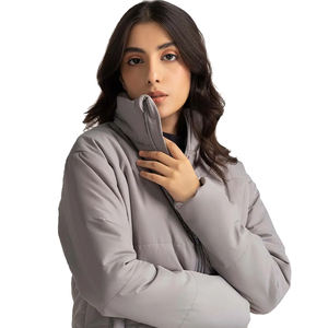 Chaqueta acolchada de Invierno para mujer de alta calidad OEM, hecha a medida, transpirable, con diseño de burbujas, forro de nailon, tela corta teñida lisa - Product Image 2
