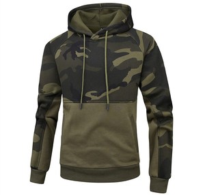 Sweat à capuche camouflage en molleton de coton 100% pour hommes vêtements d'entraînement de haute qualité en polyester/coton teint en couleur unie - Product Image 2