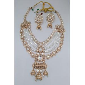 Conjunto de collar Kundan de múltiples capas real con pendientes para mujer, conjunto de collar indio tradicional de boda, joyería nupcial para mujer - Product Image 1