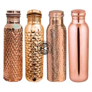 畅销钻石锤打35 oz饮料套装纯铜水瓶锤打100% 纯铜水瓶套装