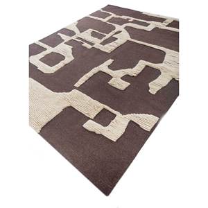 Alfombra de Lana Tejida Plana Indusbar Ivory Pdwl-652, Alfombra Rectangular Abstracta a Rayas para Pasillo, Sala de Estar, Decoración para el Hogar - Product Image 2