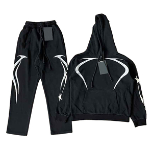 Nouvel arrivage High Street French Terry Acid Wash Sweat à capuche et pantalon de survêtement évasé Jogger Set Puff Printing Logo Tracksuits pour hommes - Product Image 5