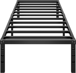 "Cadre de lit en métal de 14'' avec lattes robustes, conception libre de ressorts en boîte, plate-forme en acier solide noir" - Product Image 1