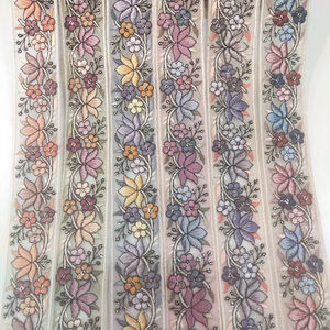 Garnitures de dentelle de broderie colorées à la mode chaude robe faite à la main tissu de mariage placé - Product Image 1