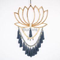 Atrapasueños hecho a mano para colgar en la pared, colgante de macramé con forma de loto, hecho a mano