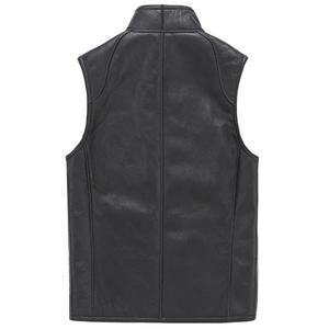 2025 hommes peau de vache en cuir véritable gilet polaire doublé épais chaud en cuir véritable décontracté sans manches vestes hiver gilet-unisexe - Product Image 3