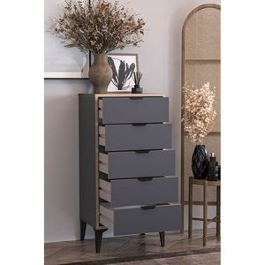 Arden Commode de ferme moderne à 5 tiroirs Commode en bois stratifié avec armoire de rangement pour chambre à coucher et salle à manger pour meubles d'appartement - Product Image 6