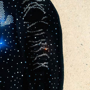 Luxury <b>Black</b> Full <b>Zip</b> <b>up</b> Bling Glitter Rhinestone Chain Streetwewar Custom Zipper Hooded Oversized 450 Gsm Crystal <b>Hoodie</b> - Product Image 2