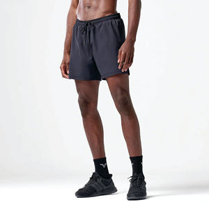 Lightweight Moisture Wicking Fabric Black Essential 5 Inch Shorts with Contour Side Panels and Inner <b>Mesh</b> <b>Pants</b> - Product Image 2