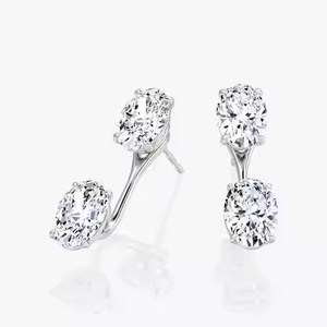 Elegante 10K oro forma ovalada laboratorio cultivado diamante pendientes moda todos los días comodidad joyería declaración-hacer brillo regalo perfecto para - Product Image 2