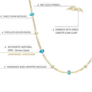 GOODSTONE JEWELS Collar con cuentas de Plata de Ley 925 Cadena chapada en oro de 18 pulgadas con ópalo verde natural Regalo de boda para mujeres - Product Image 4
