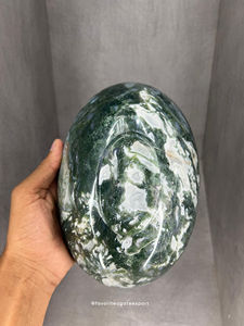 Cuenco de forma ovalada de ágata y musgo tallado a mano al por mayor, cuenco de piedras preciosas de Chakra de corazón personalizado, cuenco de Feng Shui de meditación curativa - Product Image 6