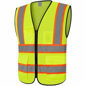 Gilet de sécurité réfléchissant pour hommes femmes 6 poches gilet de travail de construction haute visibilité - Product Image 4