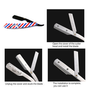 Rasoir droit à lame unique avec verrouillage à bascule personnalisé, acier inoxydable noir et or, rasoir pliant pour hommes, rasage humide - Product Image 5