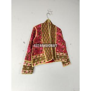 Chaqueta corta acolchada ligera Reversible hecha a mano de algodón para mujer, abrigo Vintage de nuevo estilo abierto frontal, regalo de fiesta para ella - Product Image 5