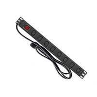 SYNSTRO Bloc d'alimentation multiprise IEC 8 prises C13 C14 16A 250V 1U 19 pouces à montage en rack avec protection contre les surtensions en alliage d'aluminium pour données