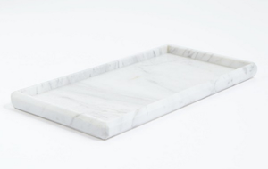 Plateau en marbre naturel décoré de marbre rectangulaire Plateau en marbre en forme de L avec poignée dorée - Product Image 6