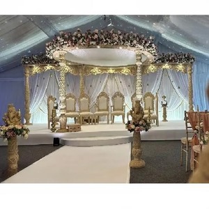 Mandap royal en fibre d'aspect bois pour mariage Mandapam blanc le plus populaire USA mariage indien léger pavillon ouvert exportations DST - Product Image 1