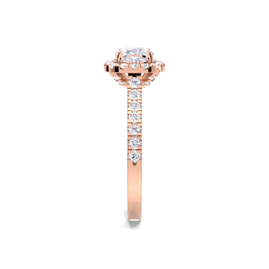 Anillo de compromiso de diamante de 1.52 quilates con corte cojín y doble halo, en oro amarillo, blanco y rosa de 14K, con pavé y diseño de catedral. - Product Image 3