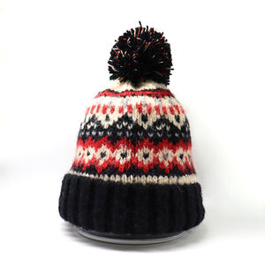 New Design Custom Logo Winter Unisex Embroidered Knitted Beanie Jacquard Beanie <b>Hats</b> with <b>Pom</b> <b>Pom</b> - Product Image 1