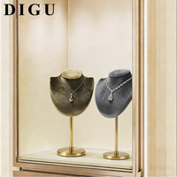 Support de présentation en velours pour collier et pendentif haut de gamme DIGU, avec support métallique détachable et réglable en hauteur