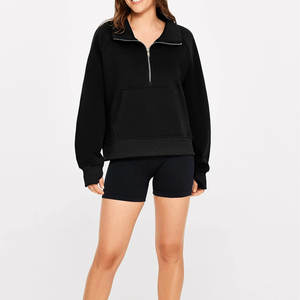 Sudadera de mujer Fleece Fashion Short Half Zip Sudadera Sudaderas con capucha de mujer con material suave y cómodo Sudaderas con capucha personalizadas para mujer - Product Image 3