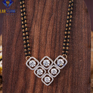 3.672 TDW diamant taille ronde or jaune Mangalsutra par Labstone/Mangalsutra féminin/couleur EF-VS - Product Image 1